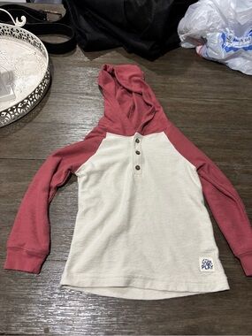 Carter's Two-Tone Hooded Henley - Rose & Cream